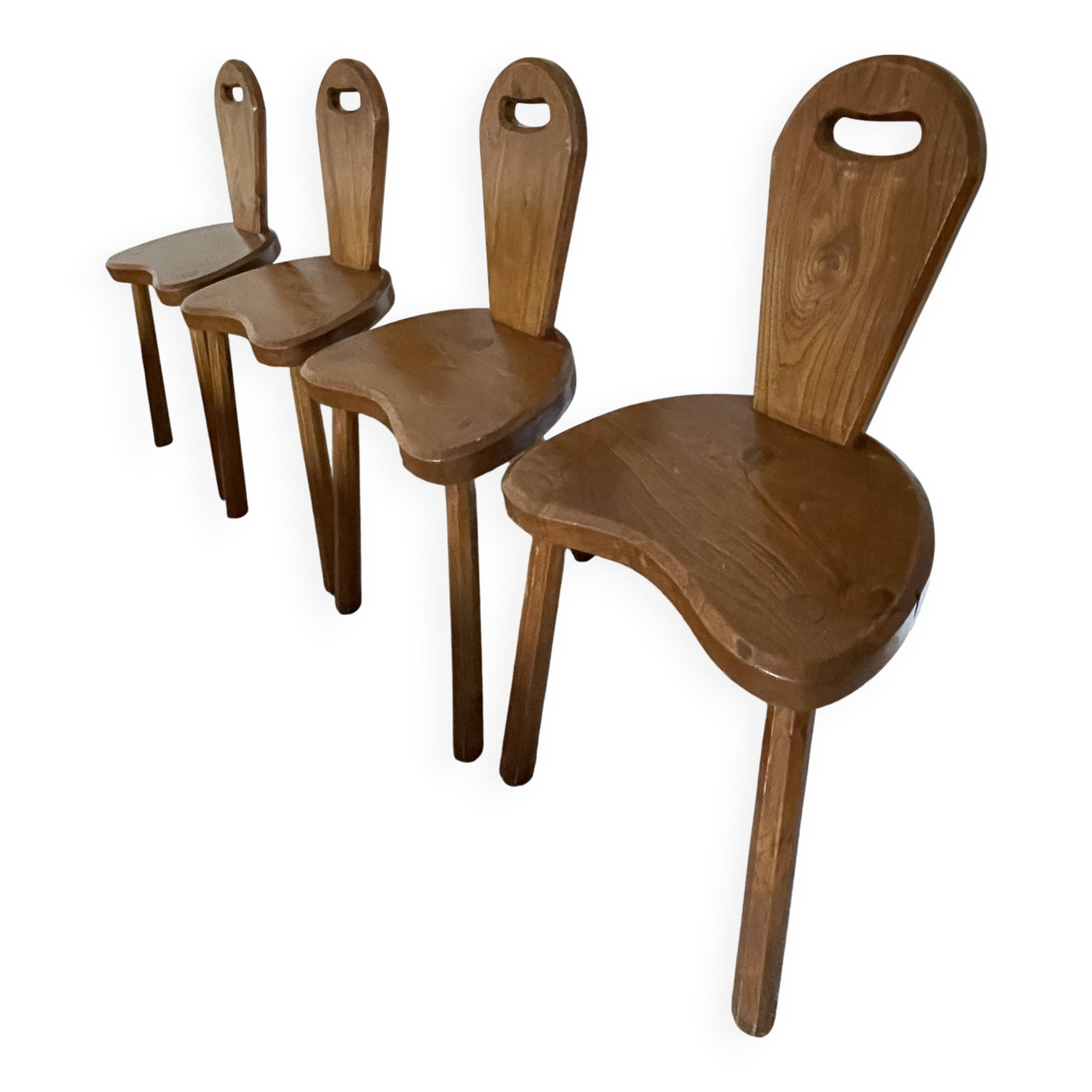 Suite de 4 tabourets de ferme