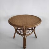 Coffee table 70s braided rattan
