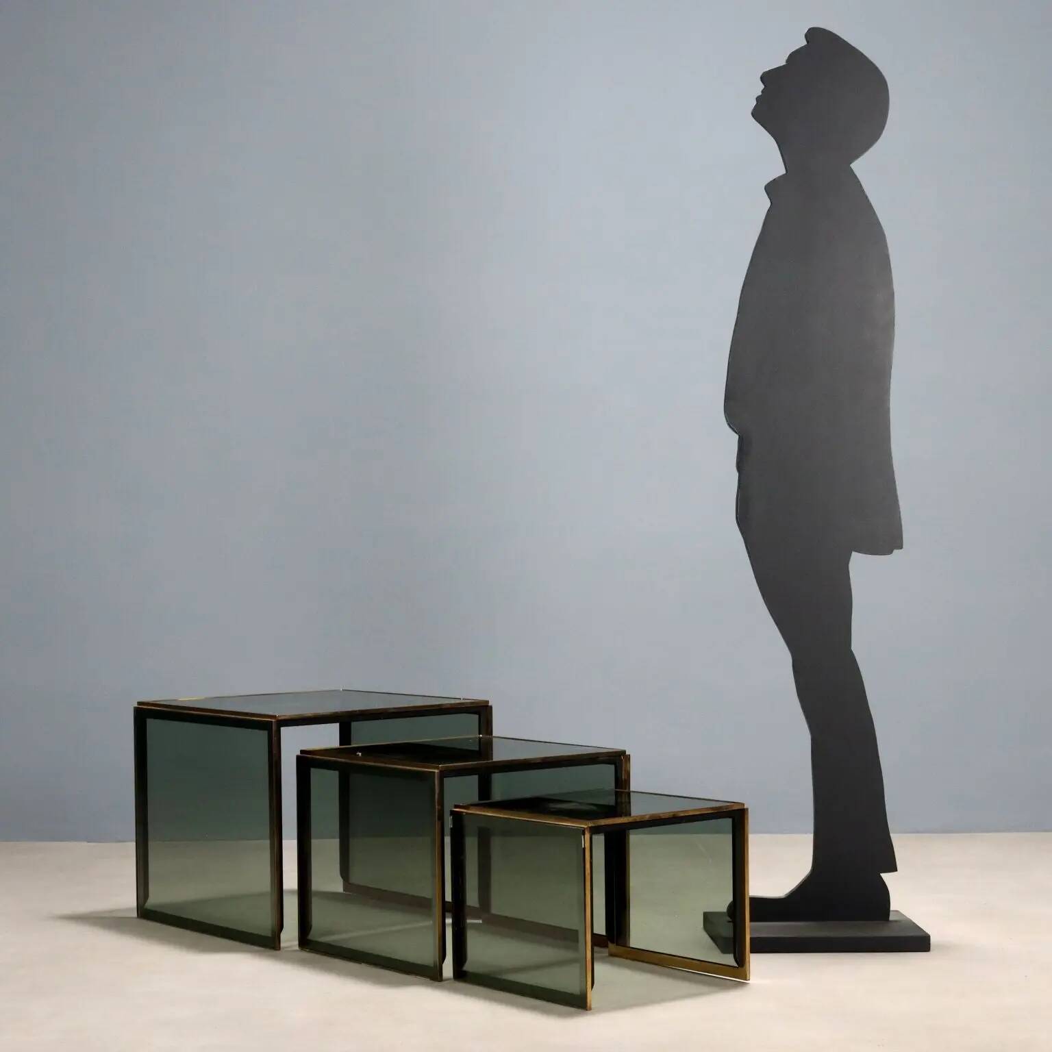 Tables basses vintage en acajou et verre, design, Italie, années 1960-1970