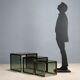 Tables basses vintage en acajou et verre, design, Italie, années 1960-1970