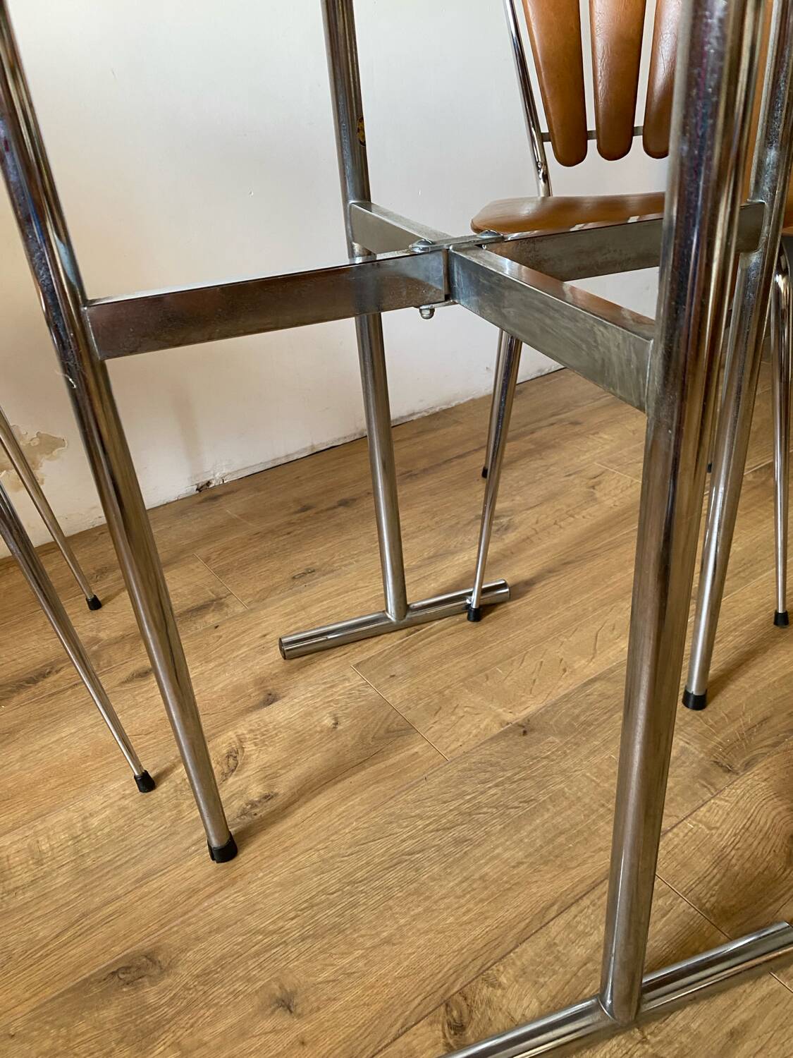 Formica folding table and two petal chairs from the 70s