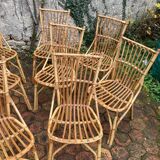 Lot de 10 chaises en rotin vintage