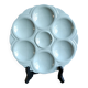 Art Deco French majolica oyster plate from Sarreguemines, aquamarine blue