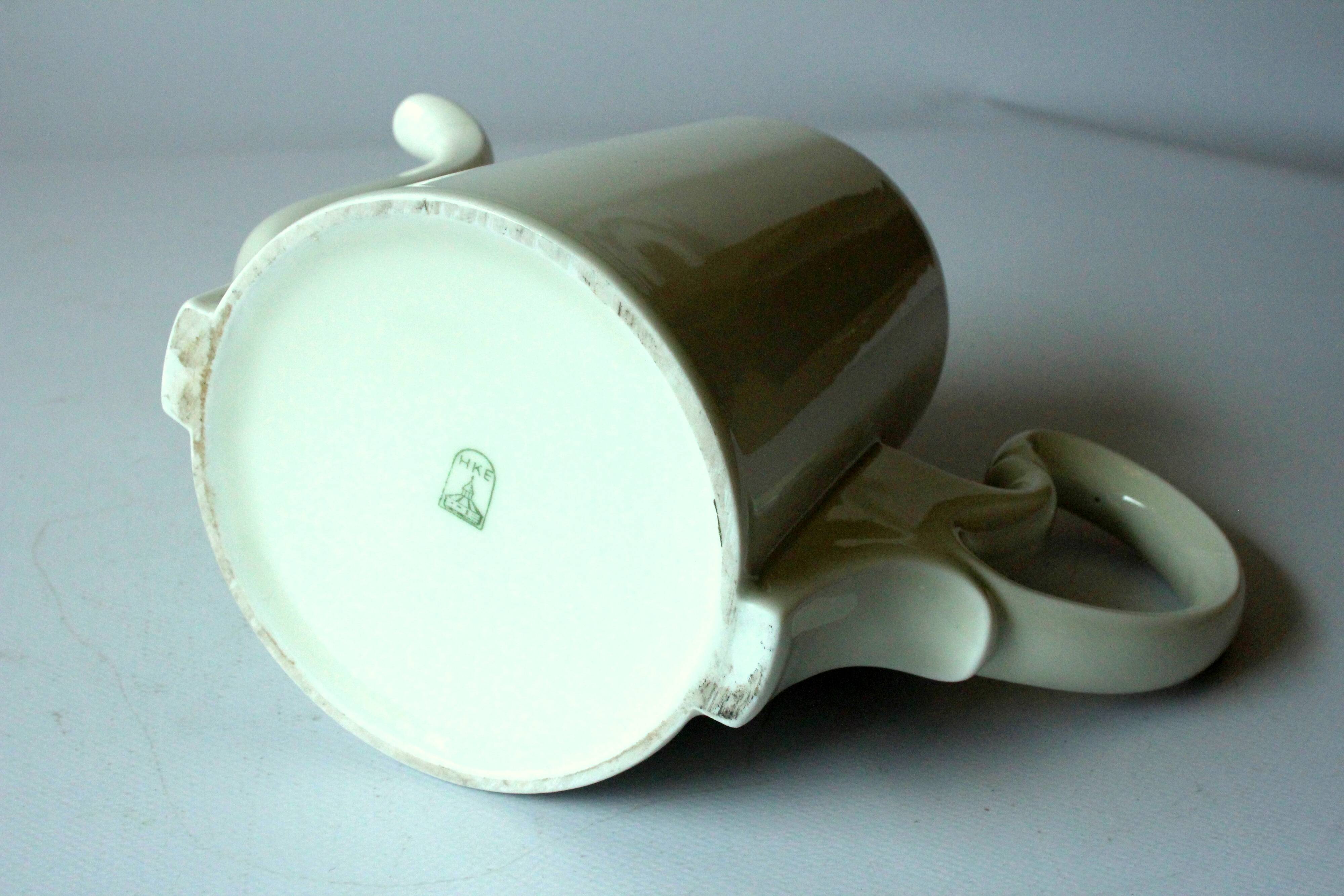 Cafetière en porcelaine HKE avec capot chauffant en métal argenté - Vintage