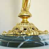 Candelabra, 6-pointed candlestick, marble, bronze, putti decoration, putto