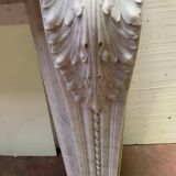 Louis XVI style fireplace in white Carrara marble, 19th century