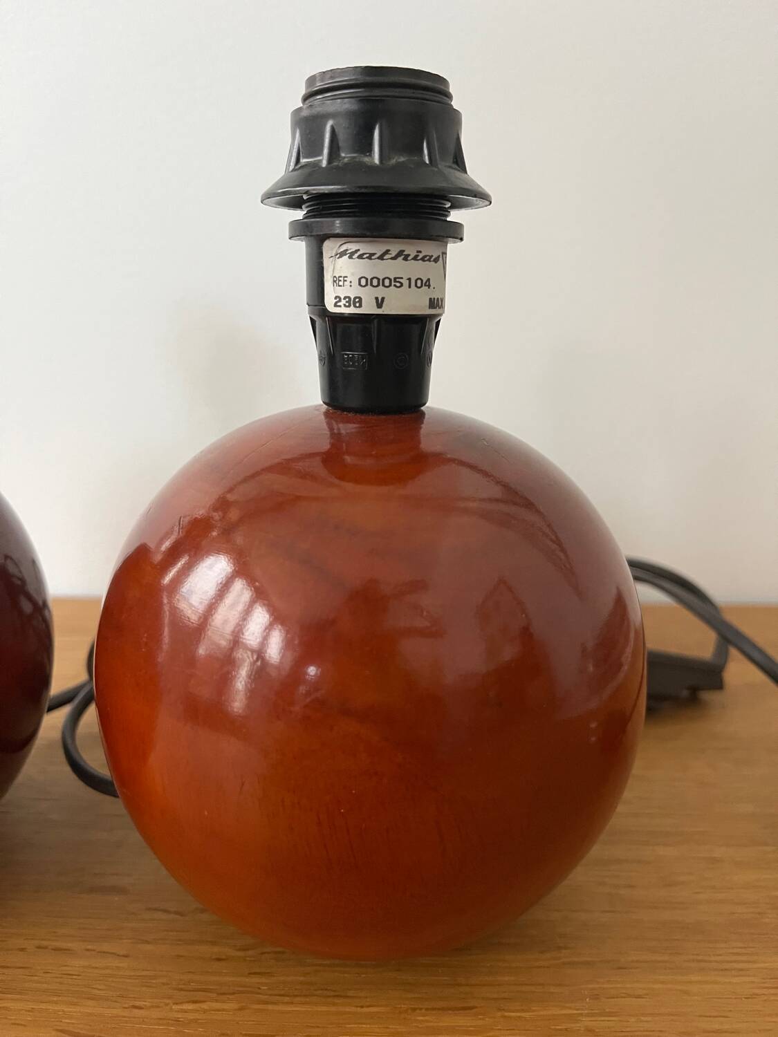 Pair of wooden ball lamp bases