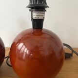 Pair of wooden ball lamp bases