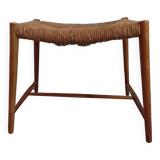 Hocker / Puff Stroh & Holz années 1960