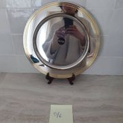 Alessi Ettore Sottsass / Serving plate in stainless steel 18/10 and gold NG5100
