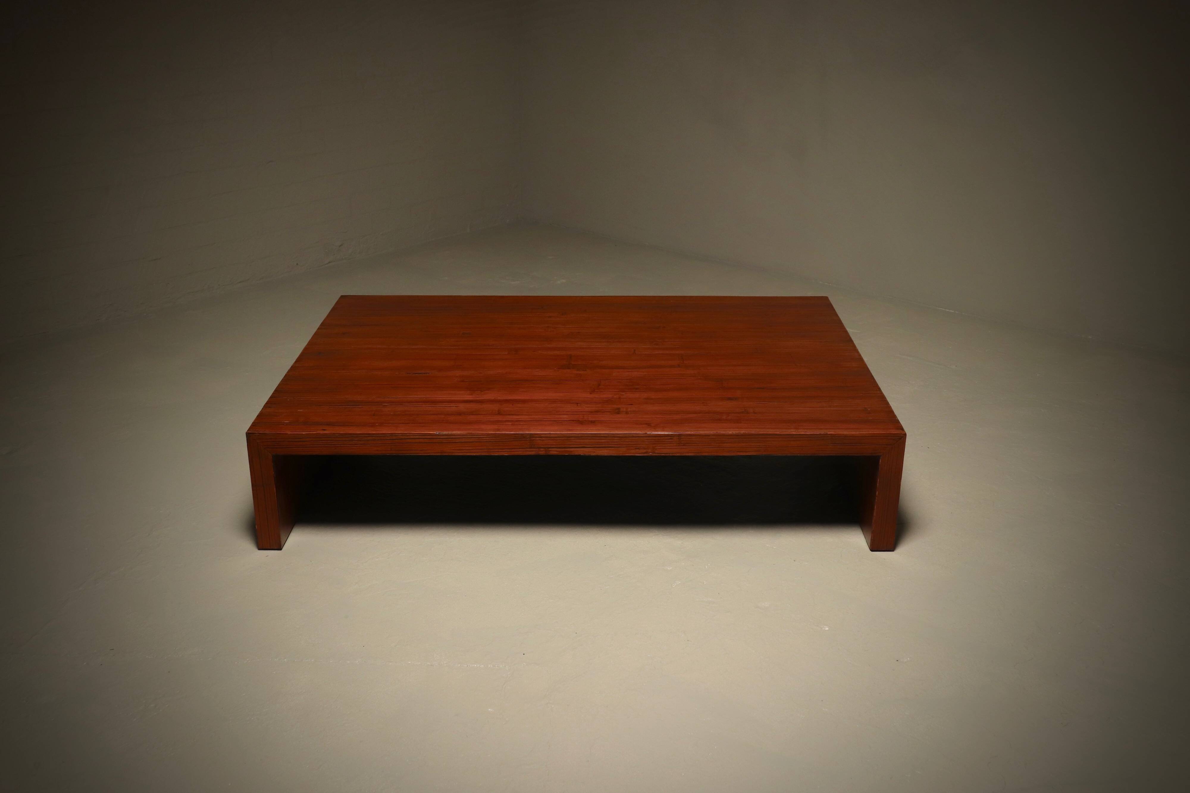 Large Bamboo Coffee Table in the Style of Axel Vervoordt 1980s