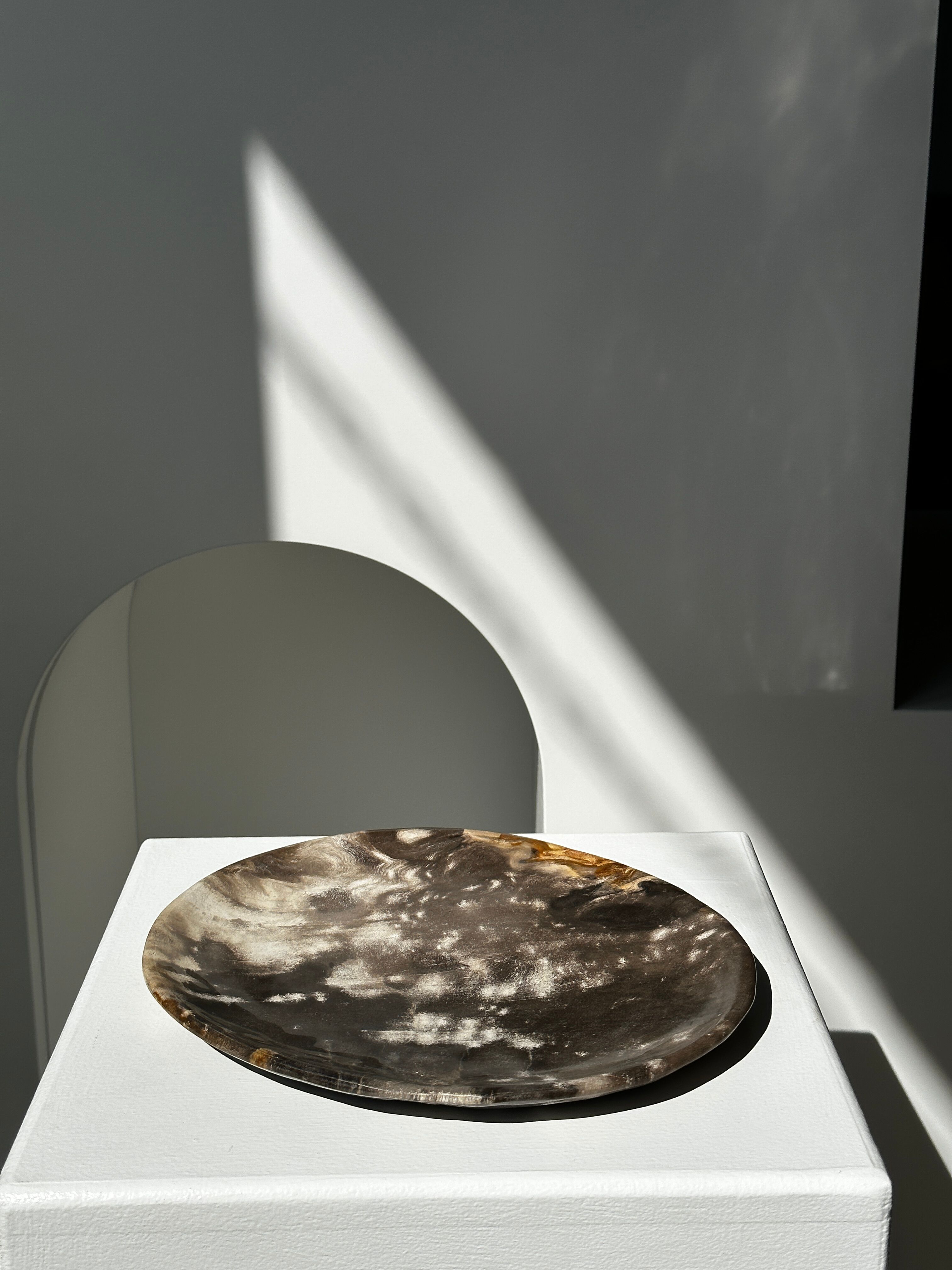 Dish in petrified wood