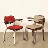 Chaise d'école Gispen 206 rembourrée gris clair