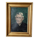 Old oil on canvas portrait of a man from the 20th century, countryside decoration, golden frame