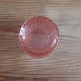 Vase en verre vintage liseré rouge