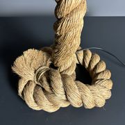 Midcentury French brutalist rope table lamp in the style of Audoux & Minet