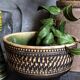 Ceramic pot cover with vintage scarifications 50s