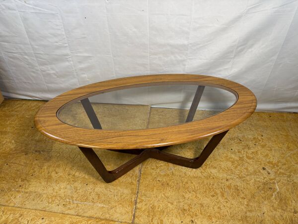 Table basse rétro vintage des années 50 par Schreiber, plateau en Formica • Verre D