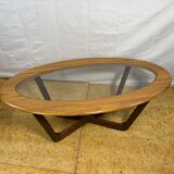 Mid-Century Retro Vintage Coffee Table by Schreiber   Formica Top • Glass D