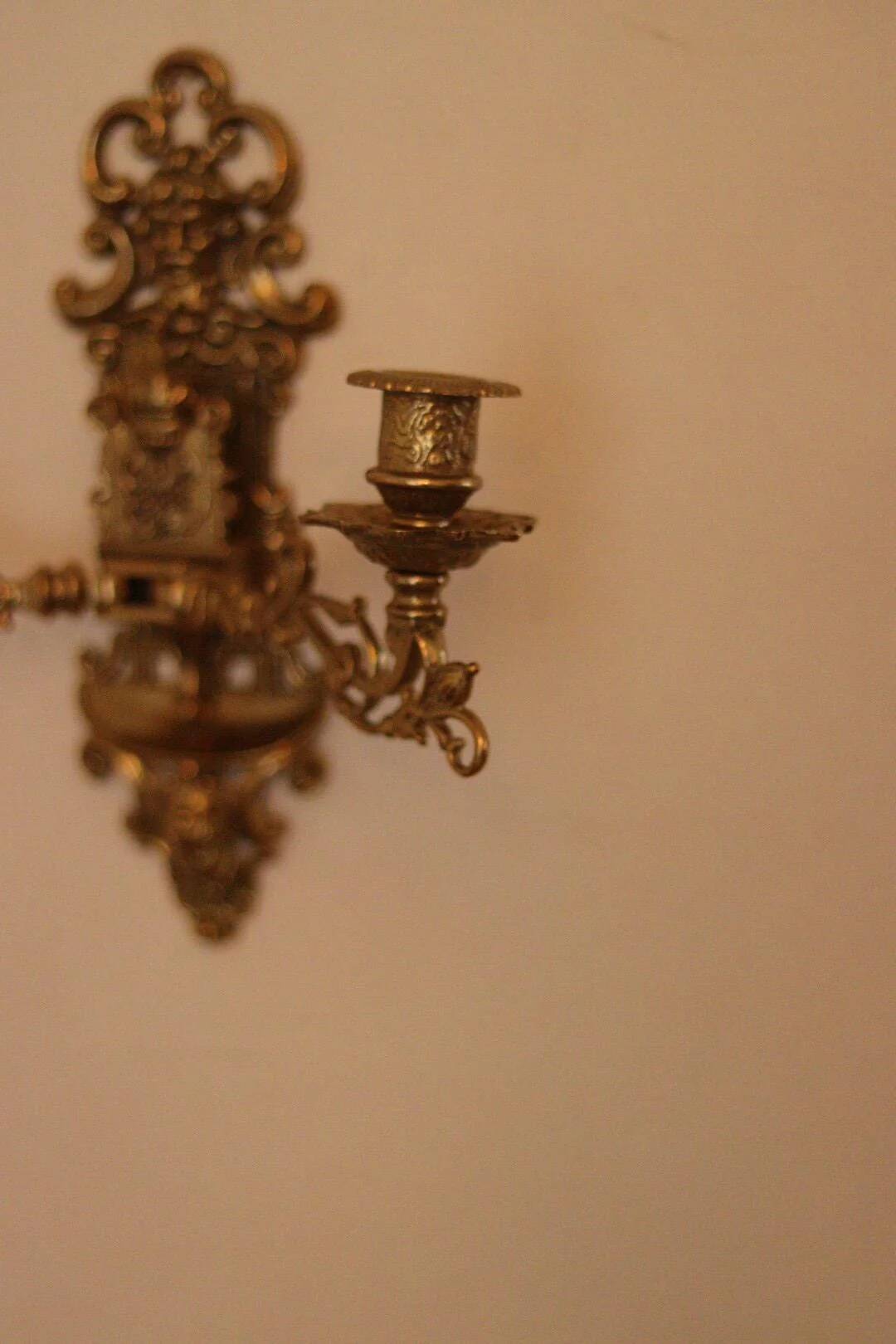 Applique murale suédoise en laiton, style milieu du siècle