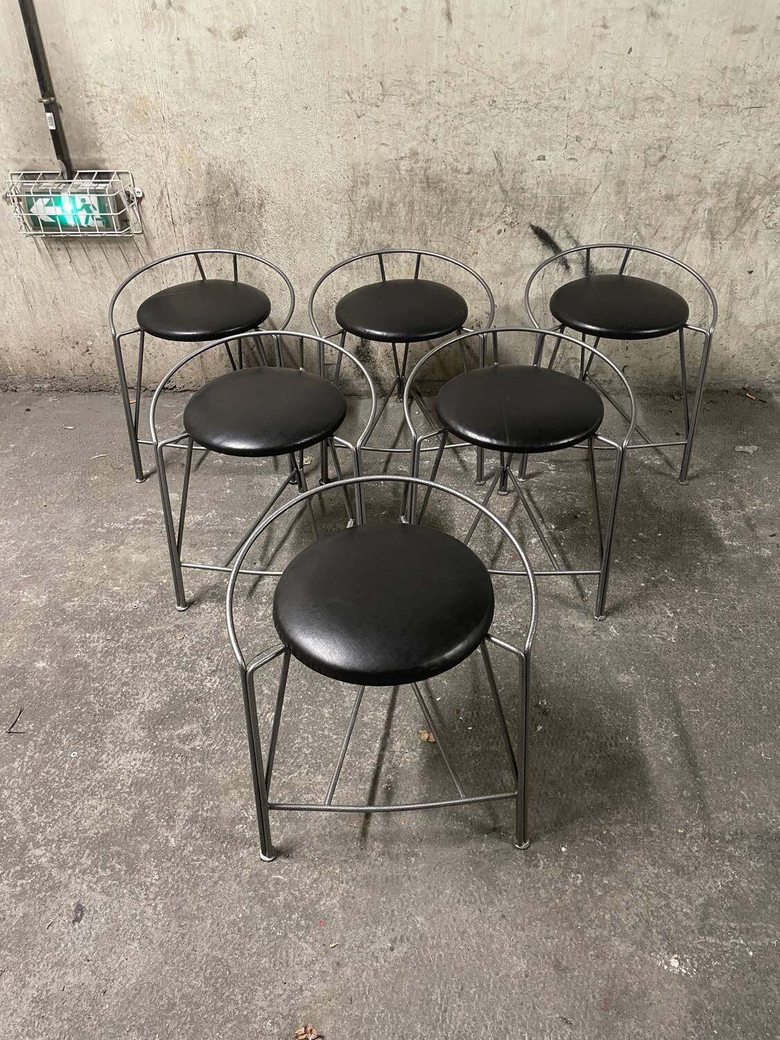 6 silver moon stools by Pascal Mourgue for Fermob 1985