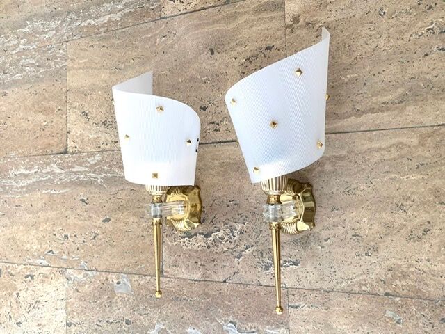 Pair of brass wall light 60s