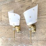 Pair of brass wall light 60s
