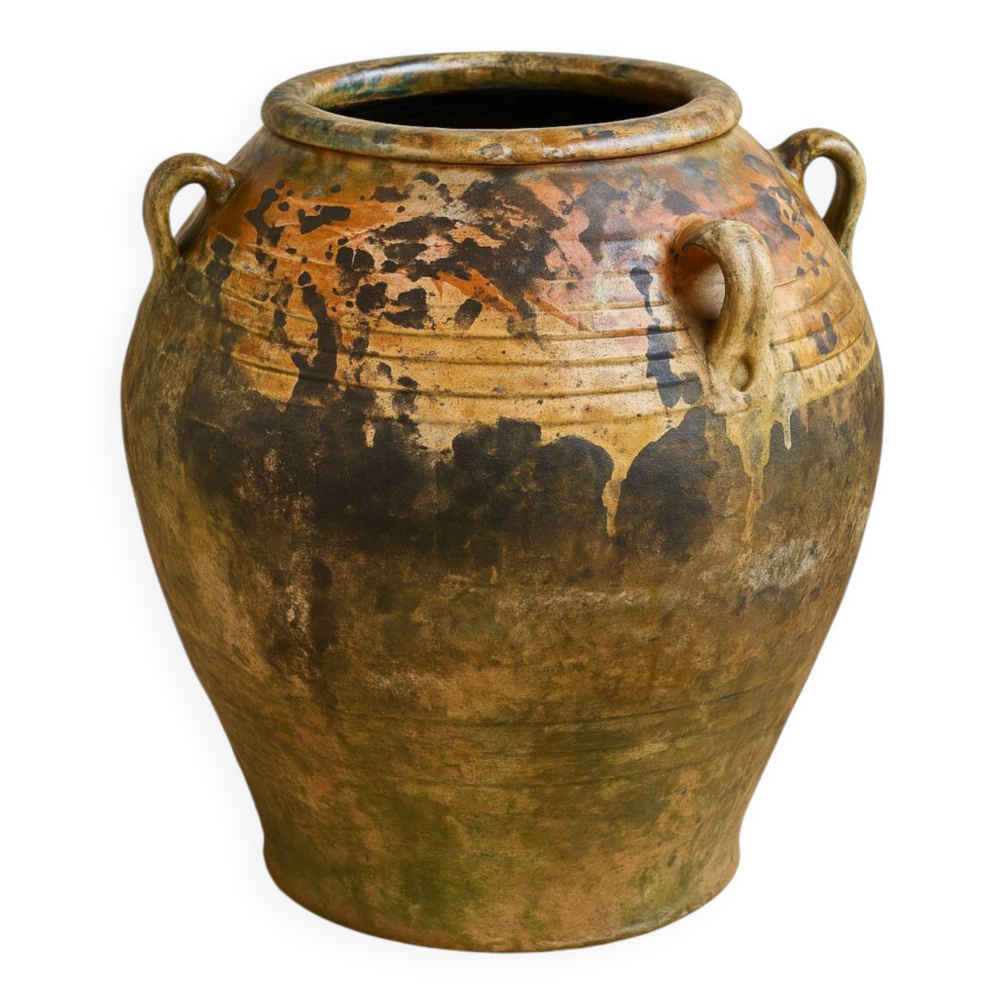 Grande jarre ancienne provençale en terre cuite vernissée XIXeme