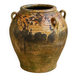 Grande jarre ancienne provençale en terre cuite vernissée XIXeme