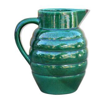Pitcher St Clément France Lorraine 869, green pitcher, ceramic pitcher