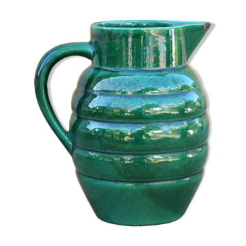 Pitcher St Clément France Lorraine 869, green pitcher, ceramic pitcher