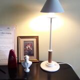 Aluminor metal and wood table lamp