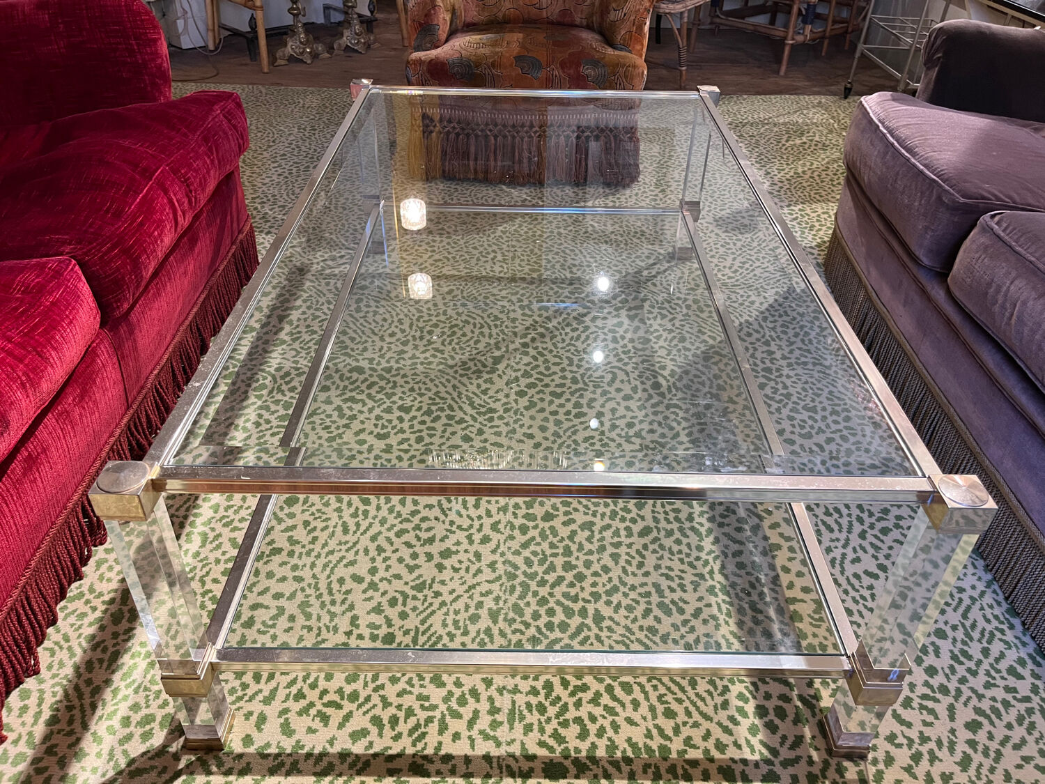 Table basse verre et plexiglas 1960