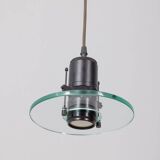 Vintage pendant lamp 80s metal and glass minimalist italian design