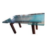 Cattelan Italia designer table – Tempered glass + extensions – Dark wood legs