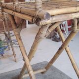 Bamboo and rattan folding table