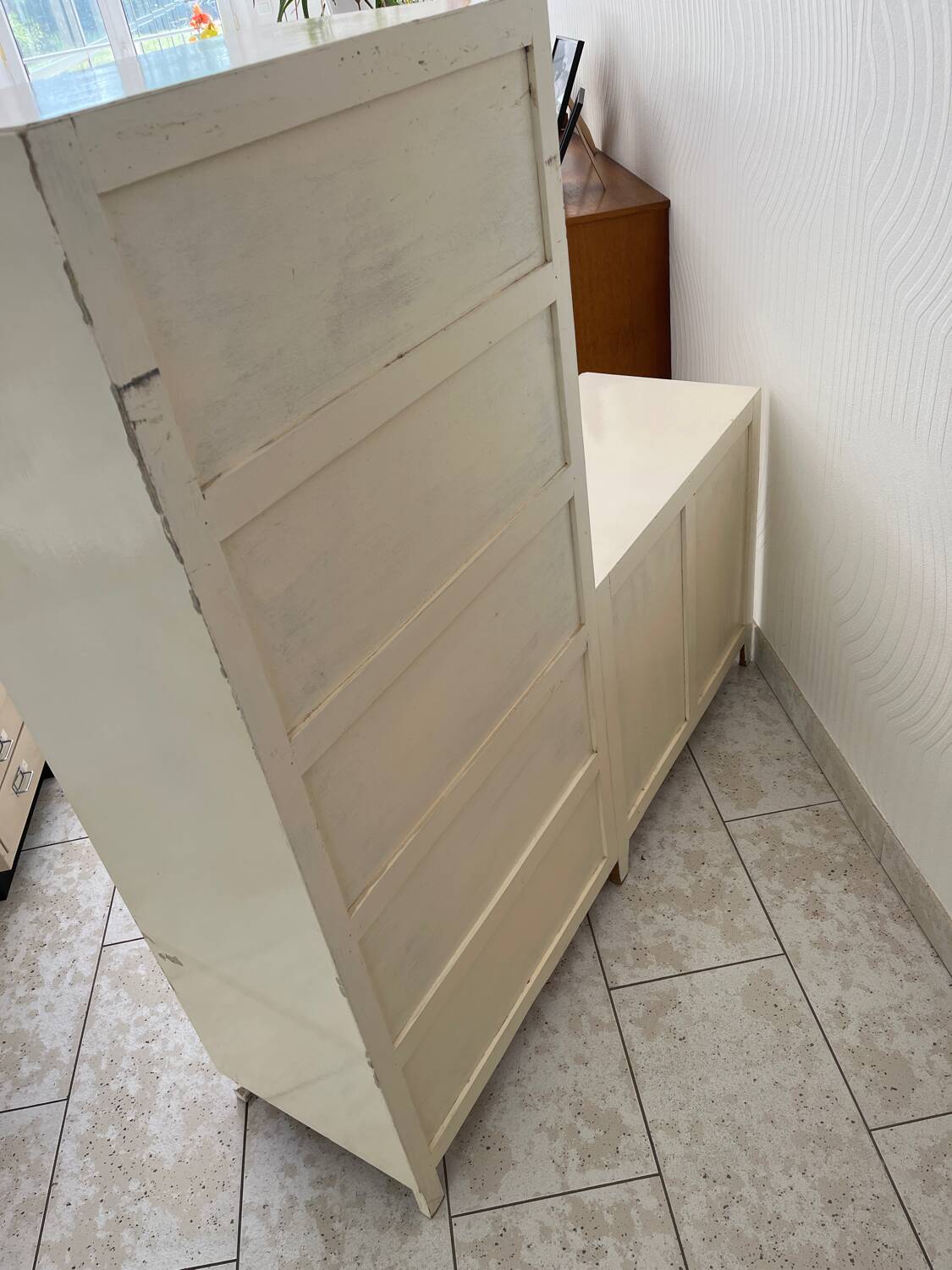 Asymmetrical wardrobe and drawers from the 1950s