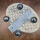 Grey Space Age wall coat rack with 4 chrome ball hooks vintage