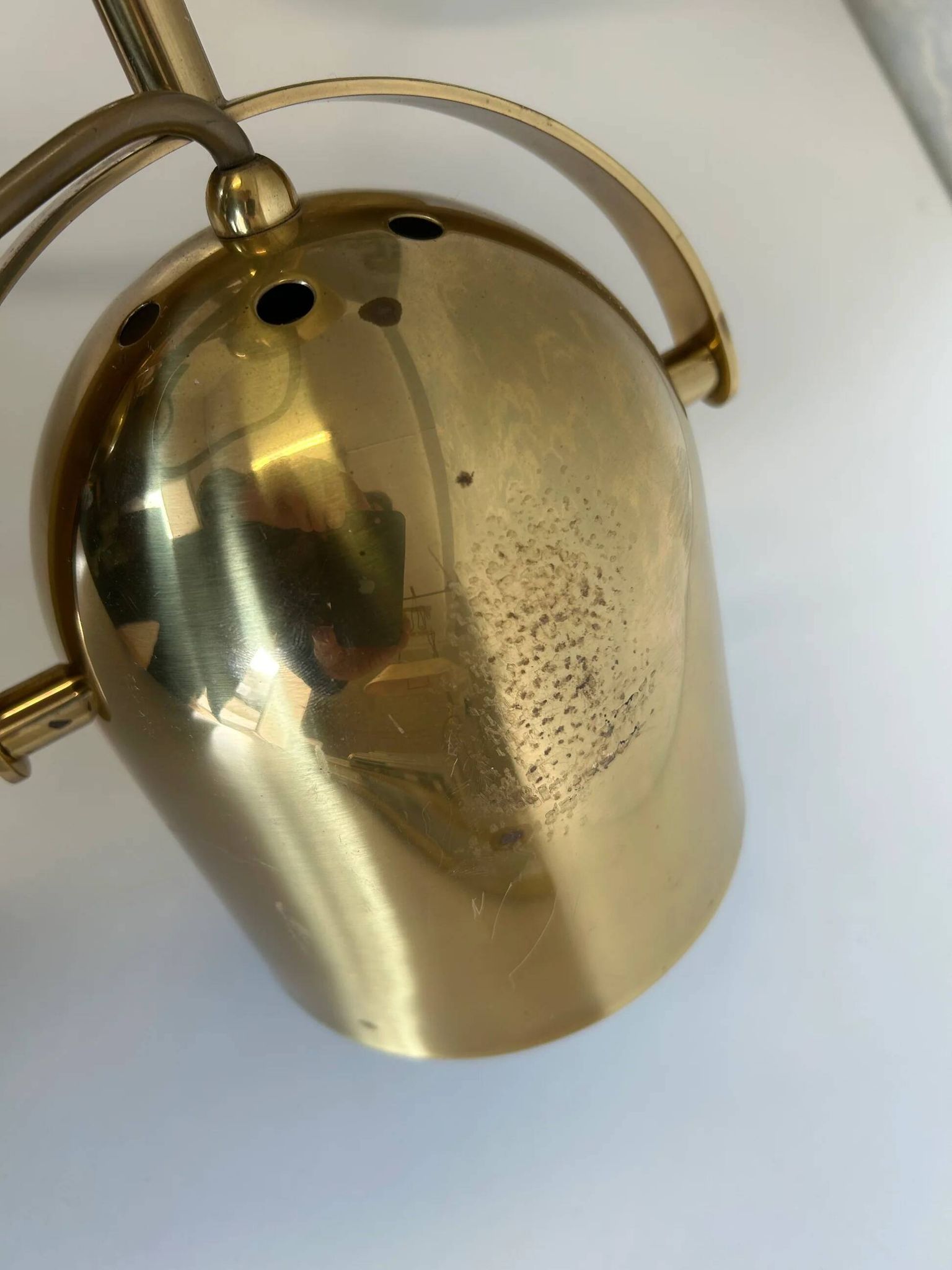 Brass ceiling light with 3 adjustable spotlights by Florian Schulz, Germany, 1970s