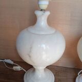 2 pieds de lampe balustre en albâtre, 1970