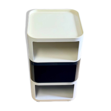 Ensemble de 3 modules Kartell Componibili noir et blanc, années 1970