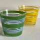 Pair of VINTAGE Silkscreened Glass Plant Pots