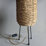 Fiber and metal tripod lamp