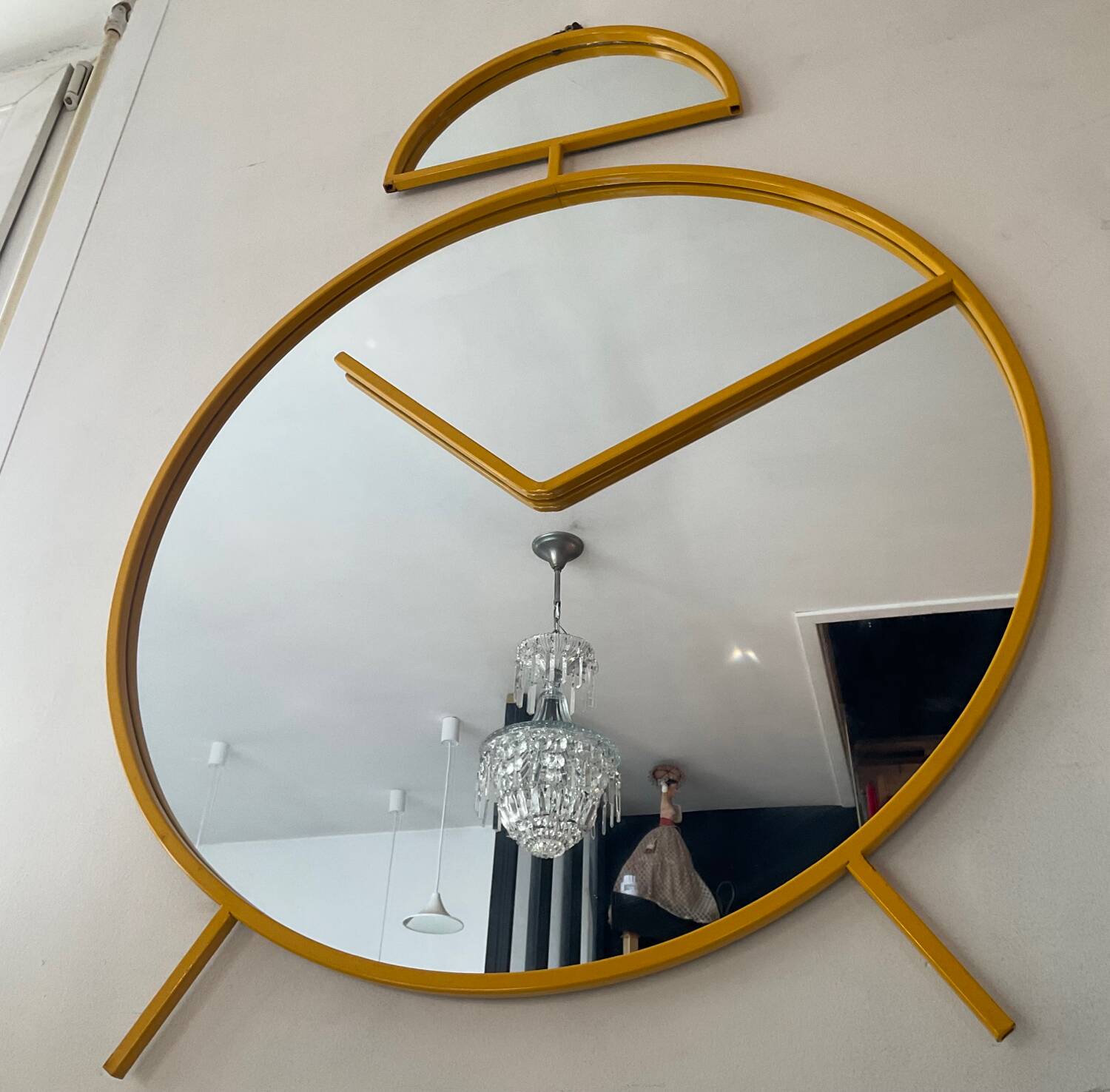 Large vintage Pilm Italy mirror in yellow metal