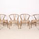 4x Chaise Wishbone CH24 de Hans J. Wegner en chêne, 1990