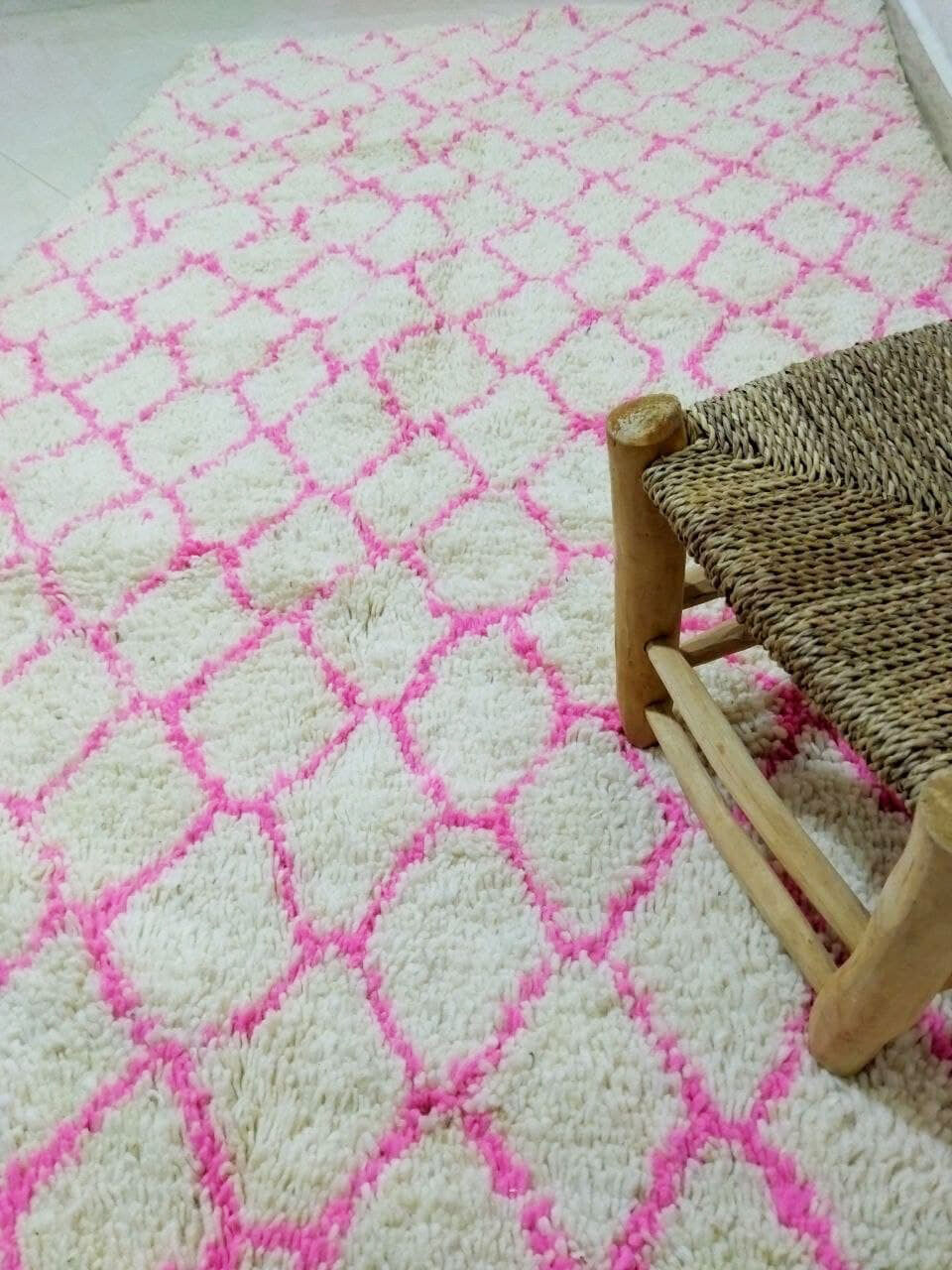 handmade neon pink Berber carpet 233 x 135 Cm