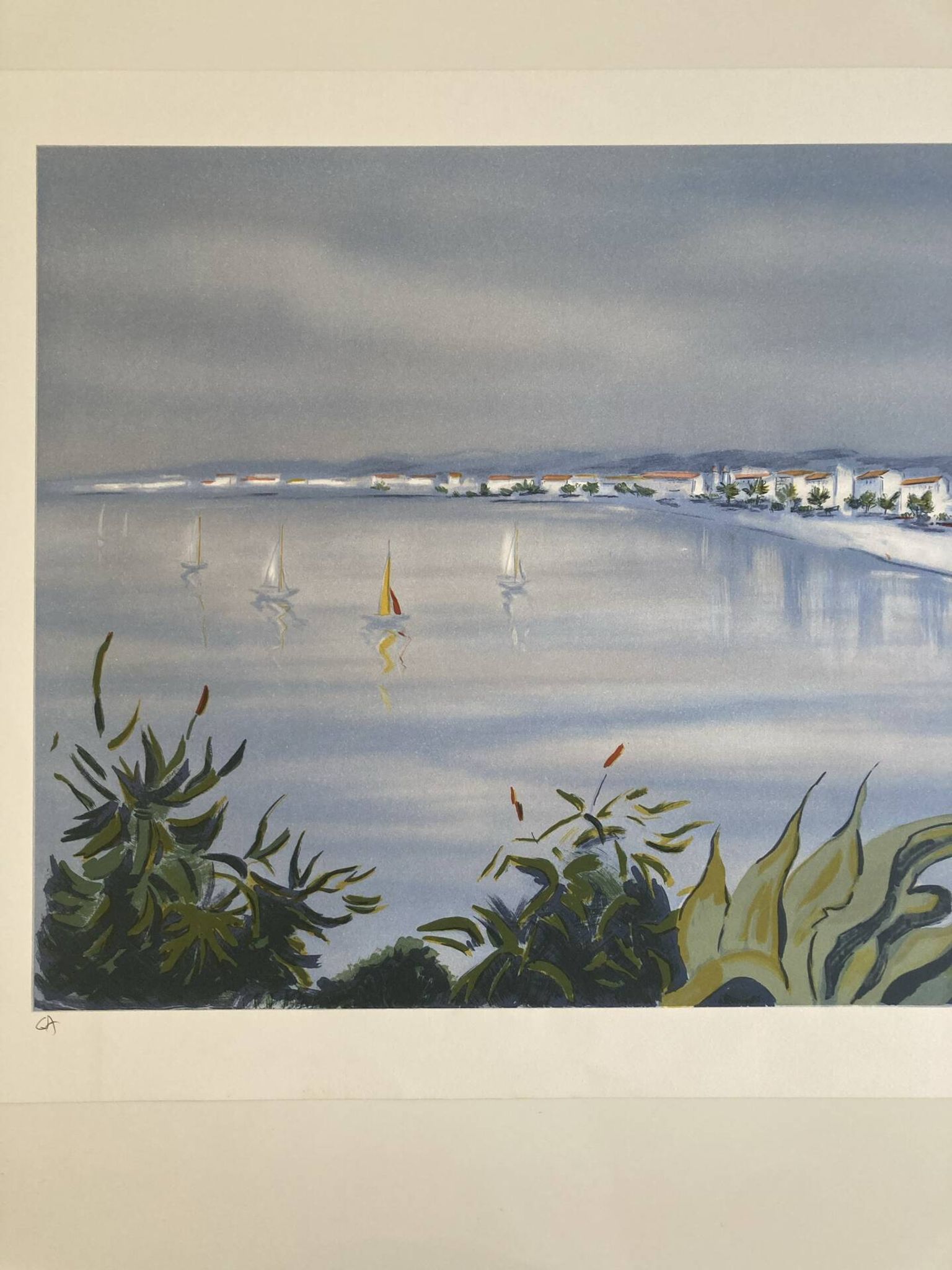 Lithograph signed by the French artist Victor ZAROU - Coastal view