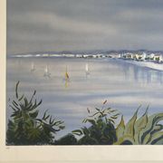Lithograph signed by the French artist Victor ZAROU - Coastal view