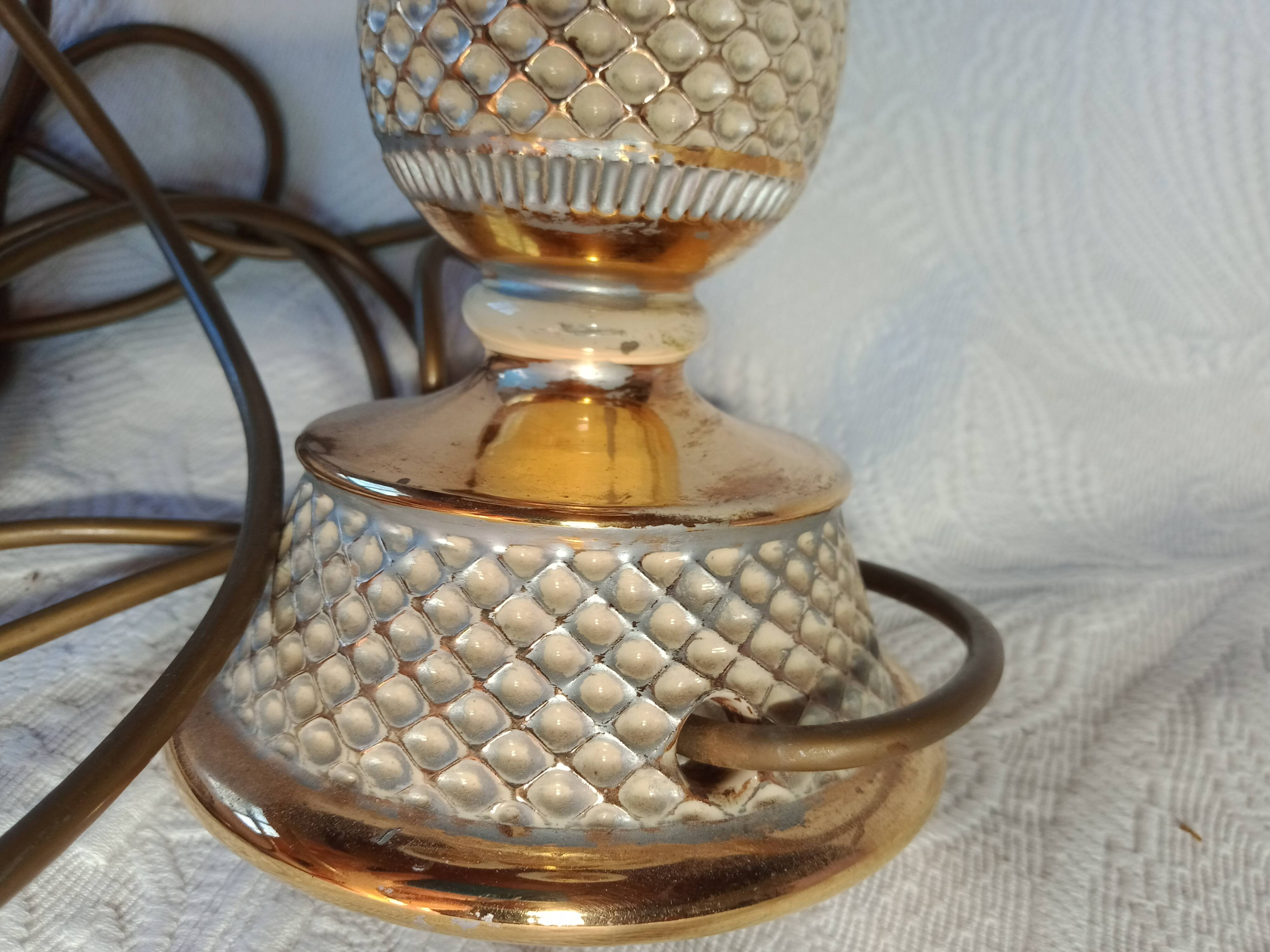 Florentine - baroque lamp ceramic brass metal topped with 3 glass tulips