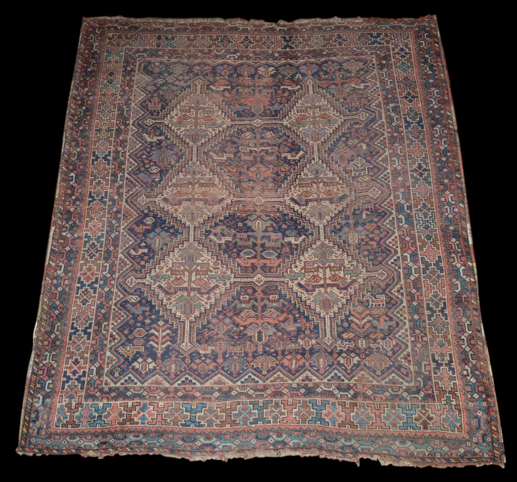 Persian Carpet Shiraz, Khamseh Nomad Tribes, 172x198cm - late 19th Century